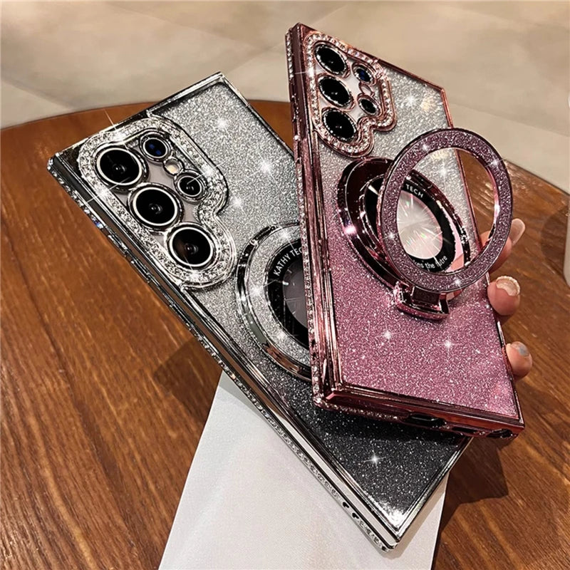Plating glitter diamond magnetic bracket soft case samsung - product image