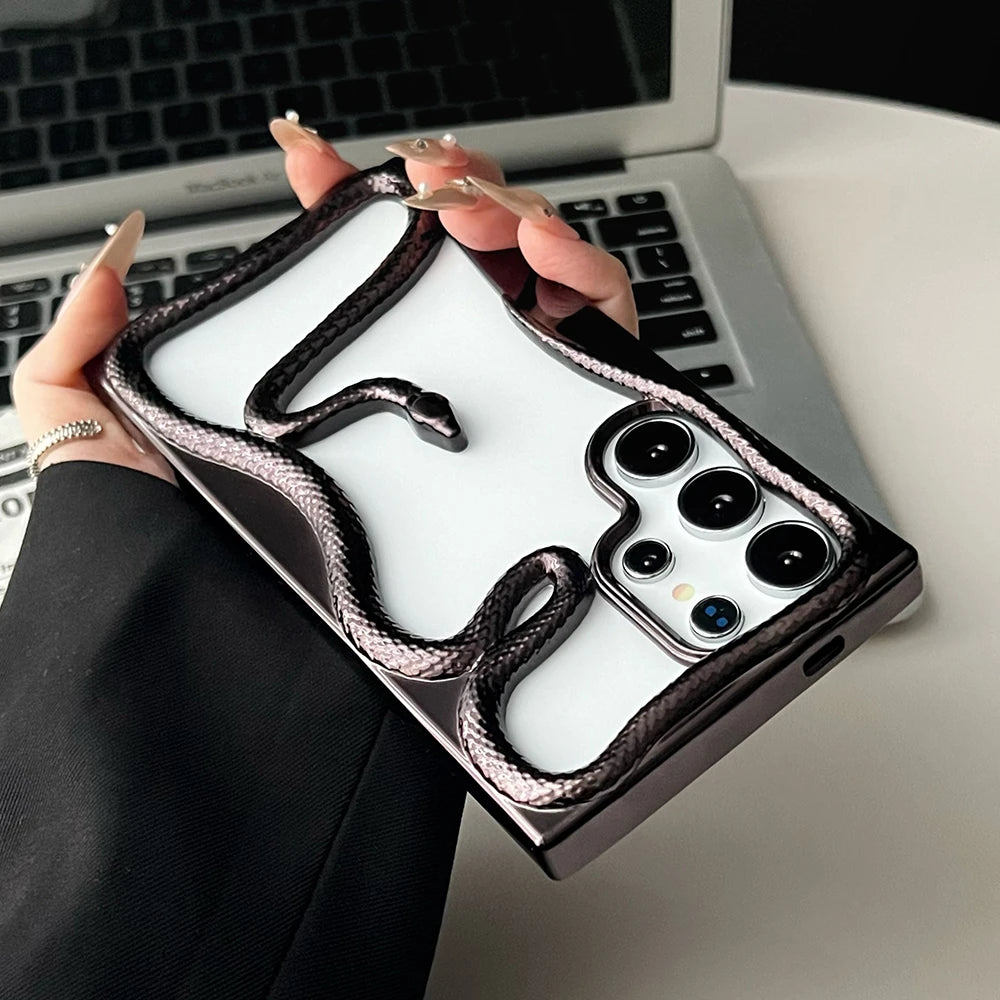 Plating hollow 3d snake pattern shockproof phone case samsung - product image