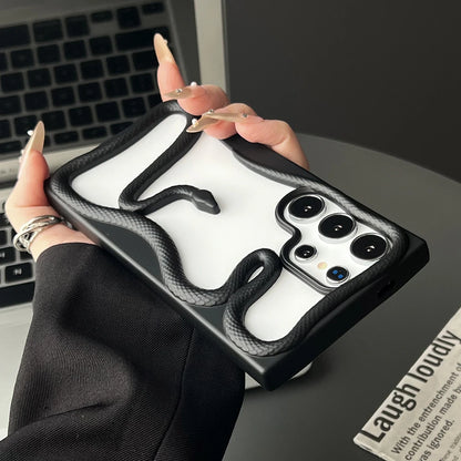 Plating hollow 3d snake pattern shockproof phone case samsung - product image