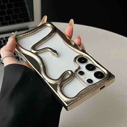 Plating hollow 3d snake pattern shockproof phone case samsung - product image