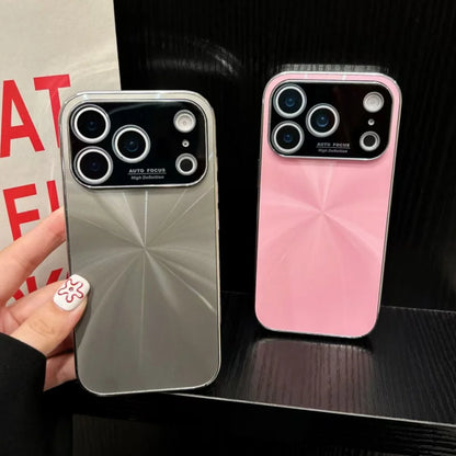 Plating laser cd texture aurora glass lens protection case - product image