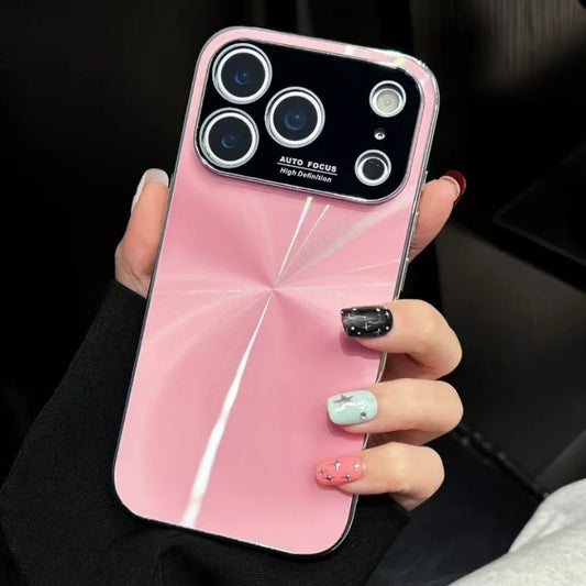 Plating laser cd texture aurora glass lens protection case - product image