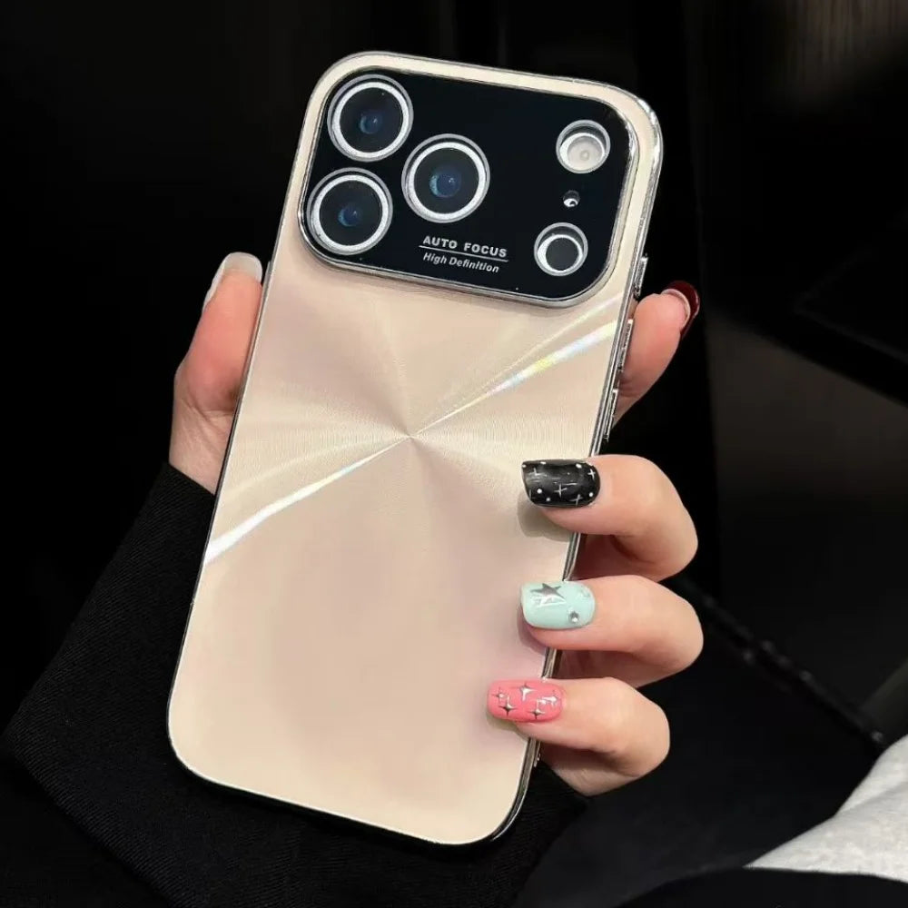 Plating laser cd texture aurora glass lens protection case - product image