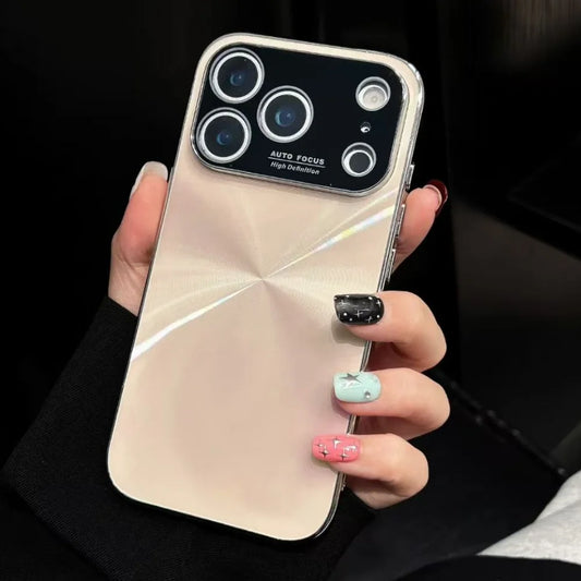 Plating laser cd texture aurora glass lens protection case - product image