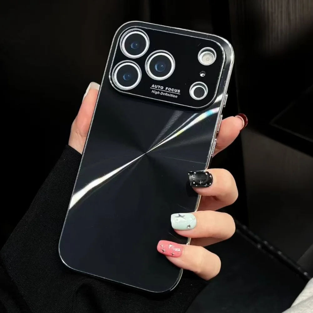 Plating laser cd texture aurora glass lens protection case - product image