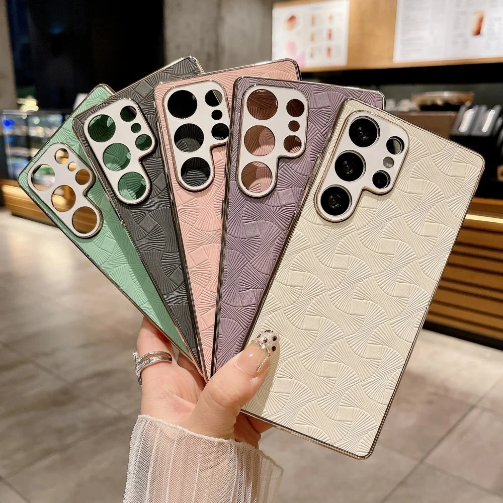 Plating leather wave texture shockproof camera protective case - product image