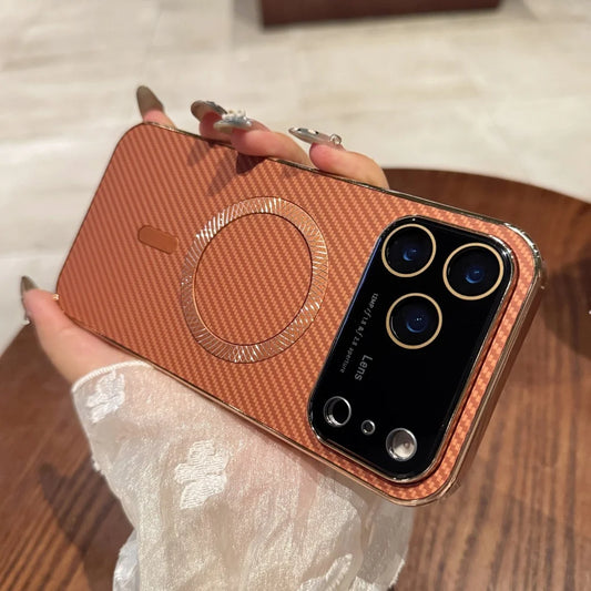 Plating magnetic carbon fiber shockproof camera case - product image