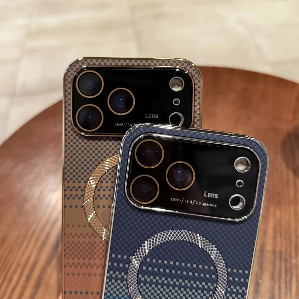 Plating magnetic carbon fiber shockproof camera case - product image