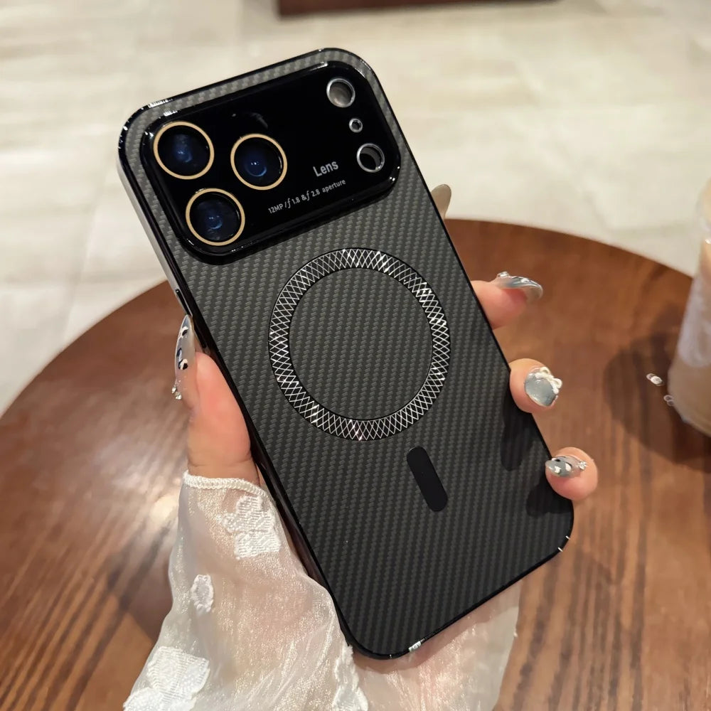 Plating magnetic carbon fiber shockproof camera case - product image