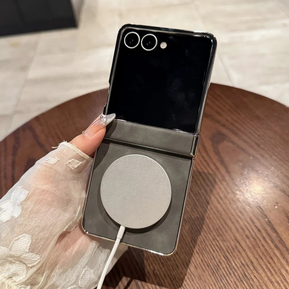 Plating magnetic matte leather soft shockproof case - product image