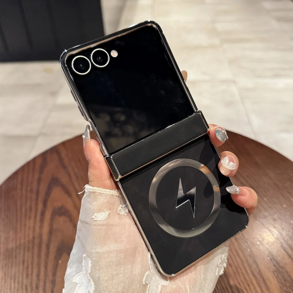 Plating magnetic matte leather soft shockproof case - product image