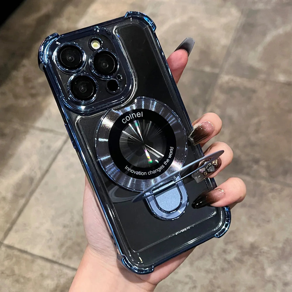 Plating magnetic ring bracket clear case - product image