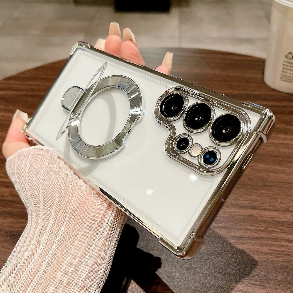 Plating magnetic ring stand holder wireless charging case samsung - product image