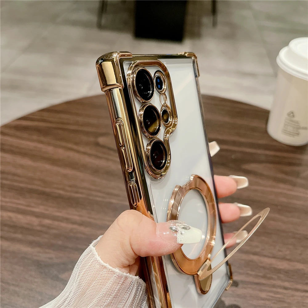 Plating magnetic ring stand holder wireless charging case samsung - product image