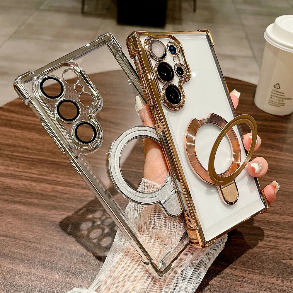 Plating magnetic ring stand holder wireless charging case samsung - product image