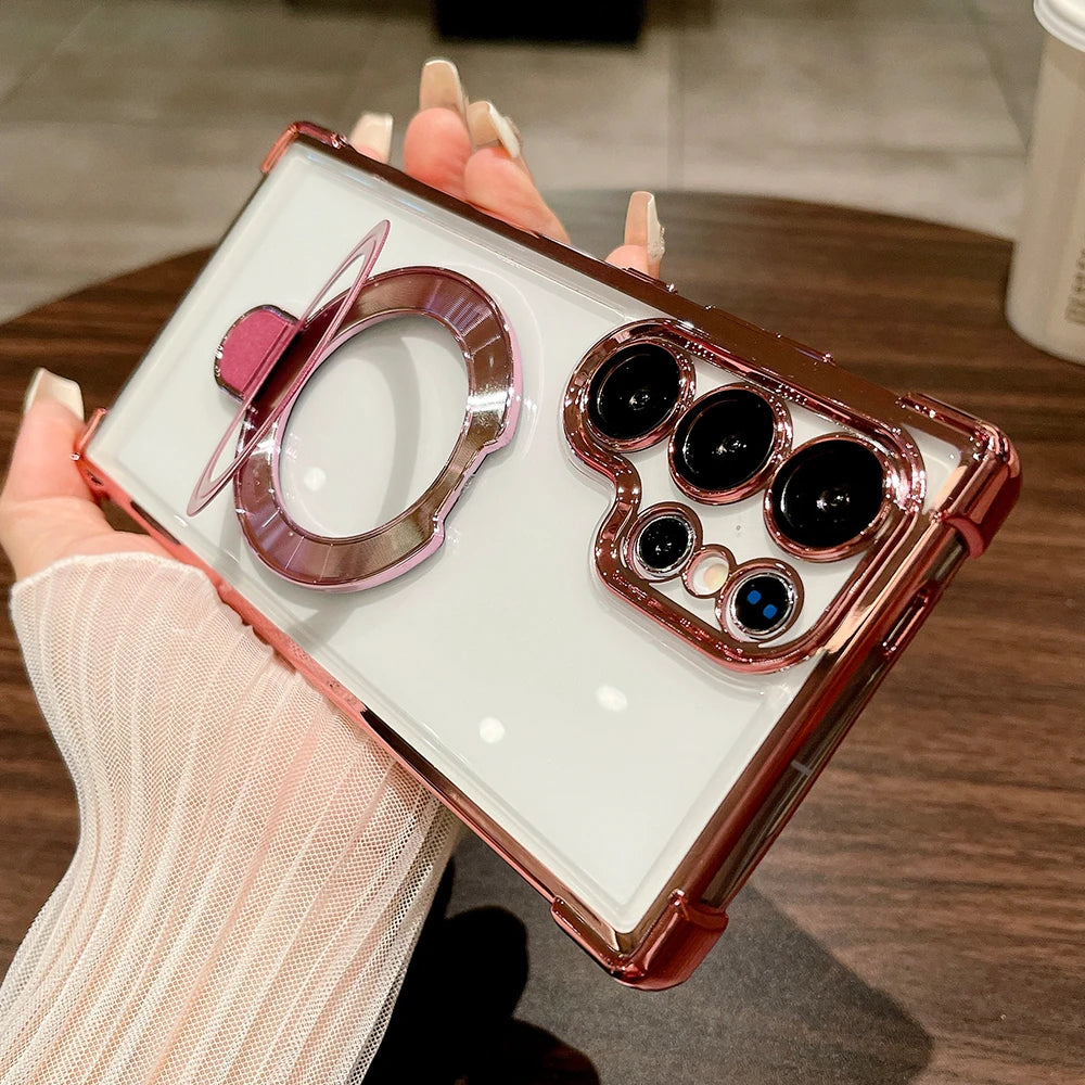 Plating magnetic ring stand holder wireless charging case samsung - product image