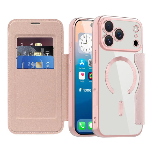 Plating magnetic slot card leather wallet case - product image