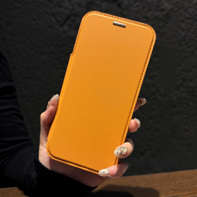 Plating magnetic slot card leather wallet case - product image