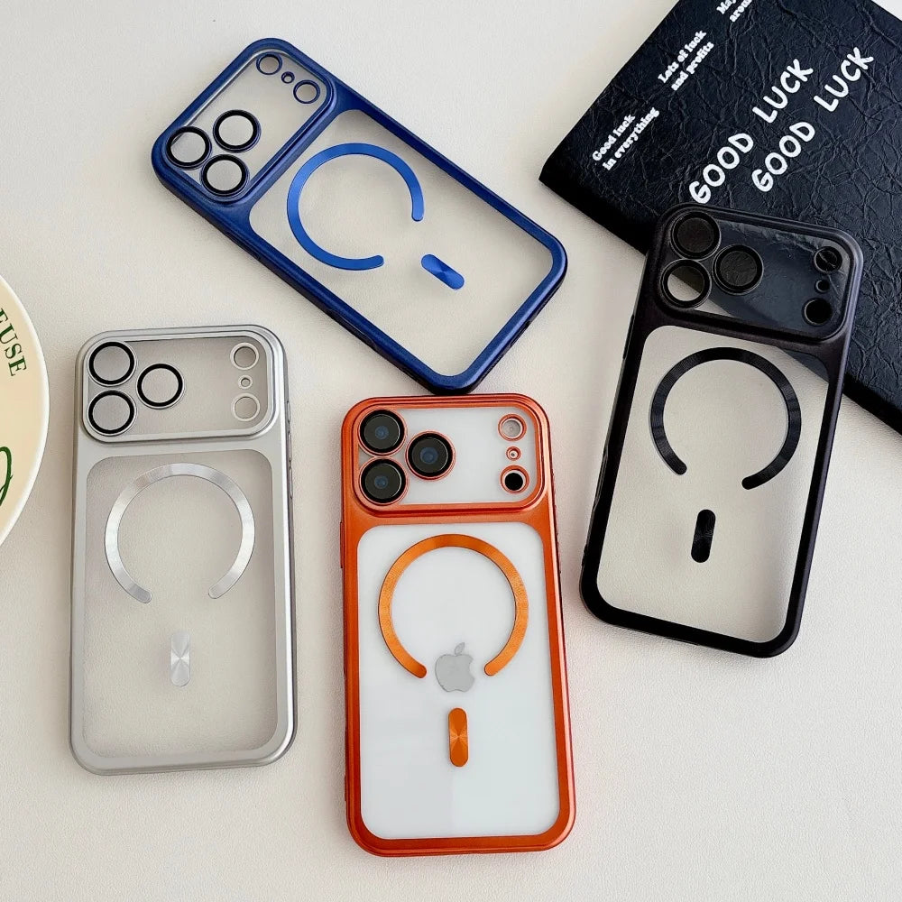 Plating magnetic transparent soft silicone camera protection - product image