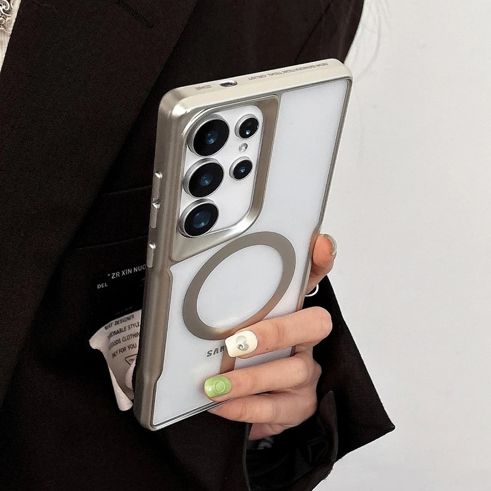 Plating magnetic transparent wireless charging case samsung - product image