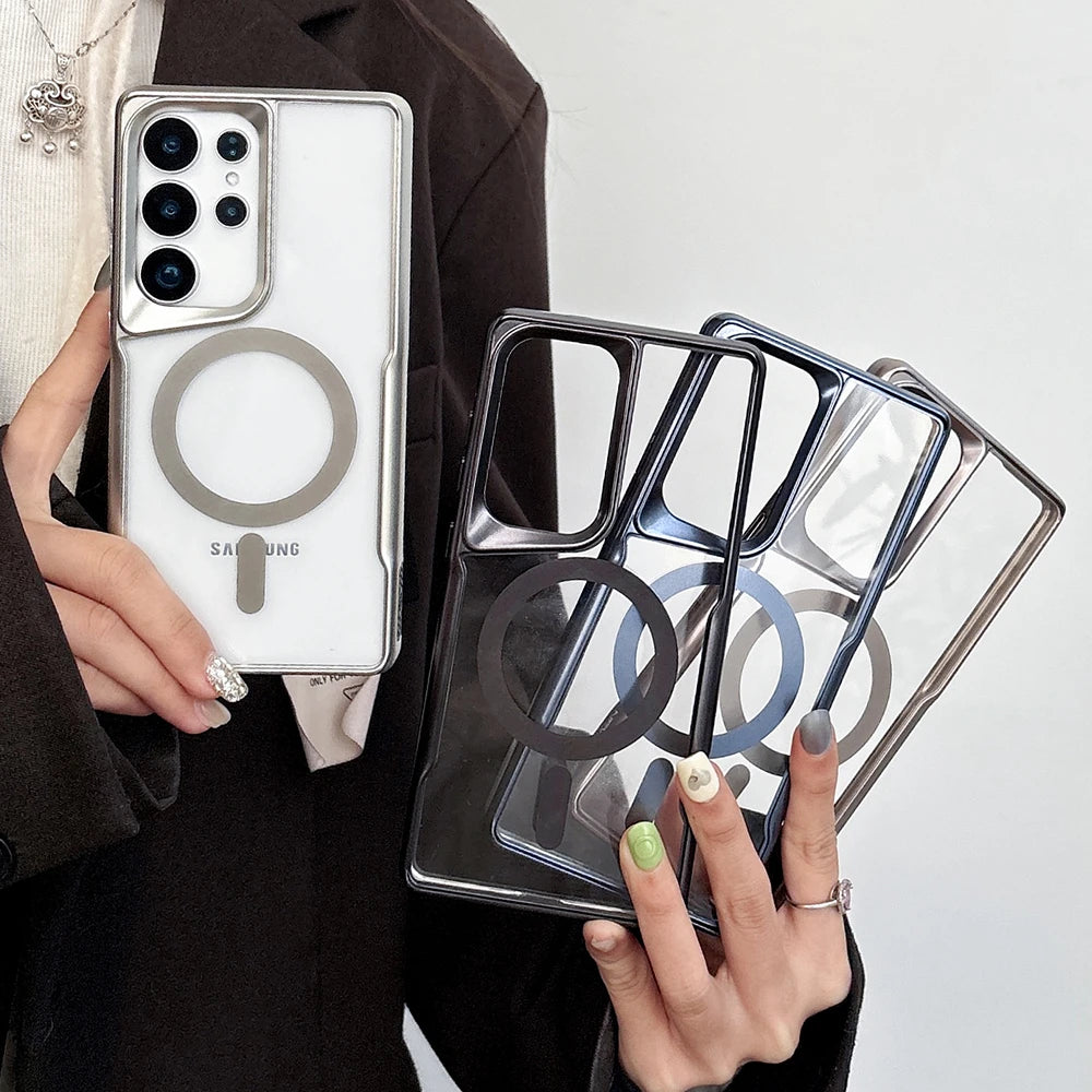 Plating magnetic transparent wireless charging case samsung - product image