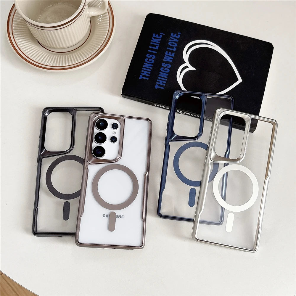 Plating magnetic transparent wireless charging case samsung - product image