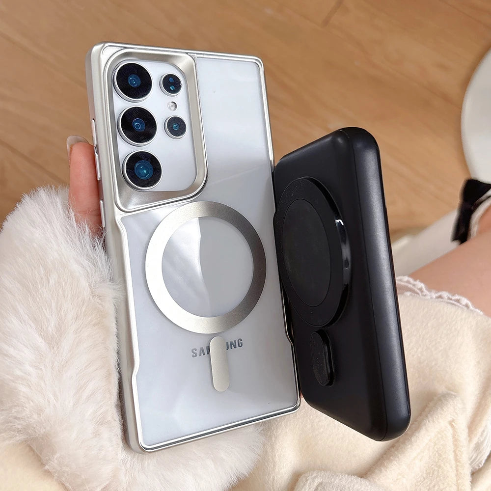 Plating magnetic transparent wireless charging case samsung - product image