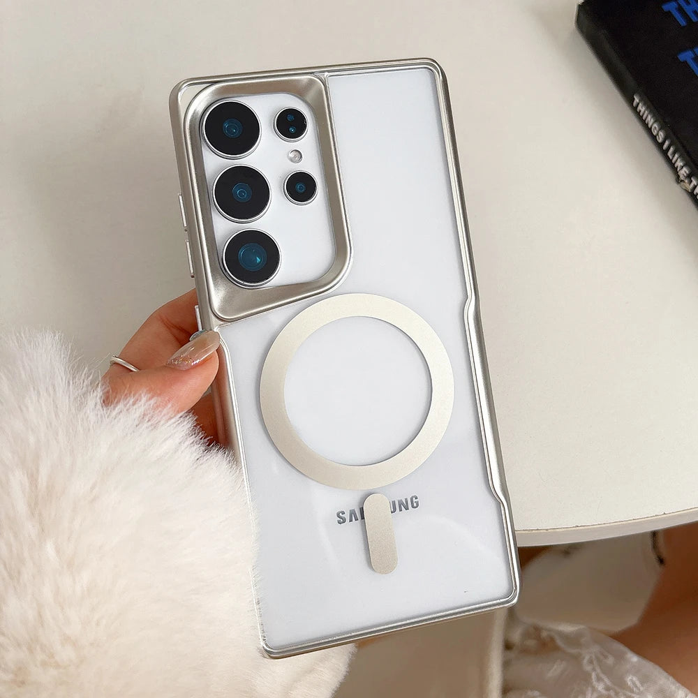 Plating magnetic transparent wireless charging case samsung - product image