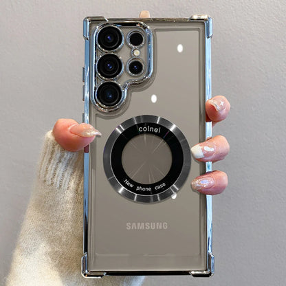Plating magnetic wireless charge transparent lens protection case samsung - product image