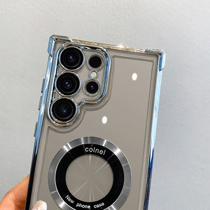 Plating magnetic wireless charge transparent lens protection case samsung - product image