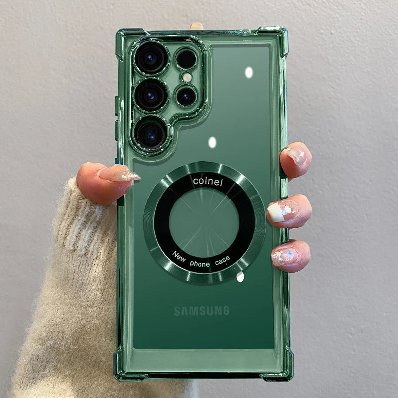 Plating magnetic wireless charging clear camera protection case samsung - product image