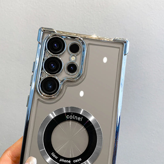 Plating magnetic wireless charging clear camera protection case samsung - product image