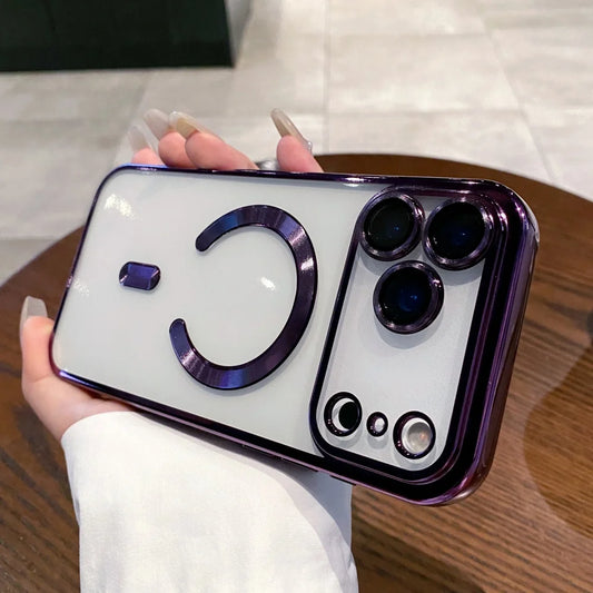 Plating magnetic wireless charging soft silicone case iphone - product image