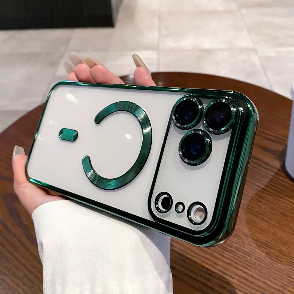 Plating magnetic wireless charging soft silicone case iphone - product image