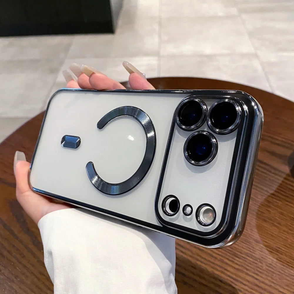 Plating magnetic wireless charging soft silicone case iphone - product image