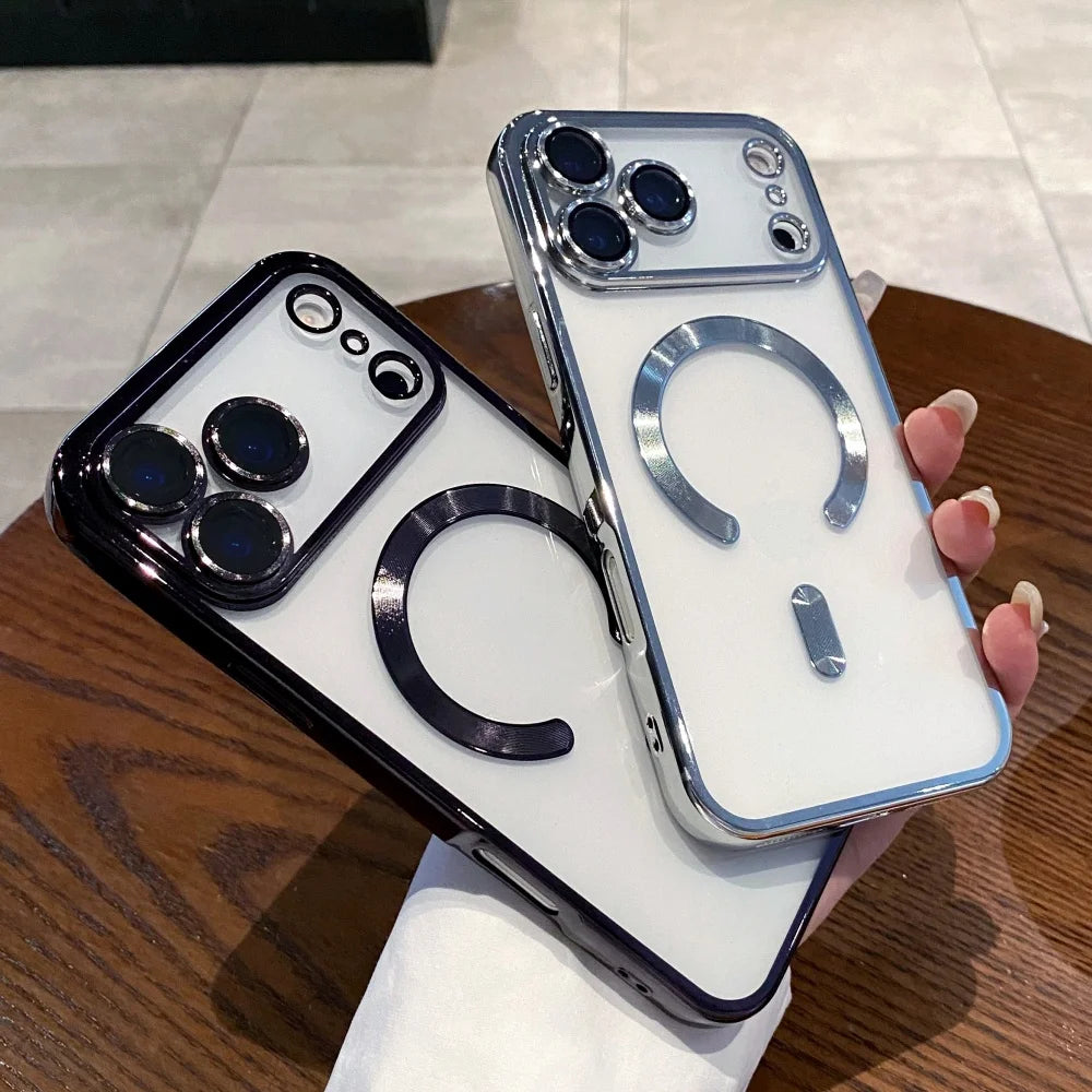 Plating magnetic wireless charging soft silicone case iphone - product image