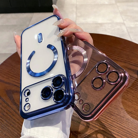 Plating magnetic wireless charging soft silicone case iphone - product image