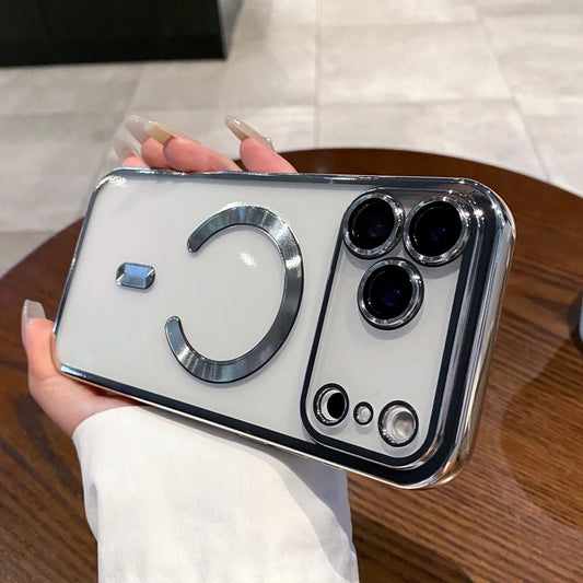 Plating magnetic wireless charging soft silicone case iphone - product image