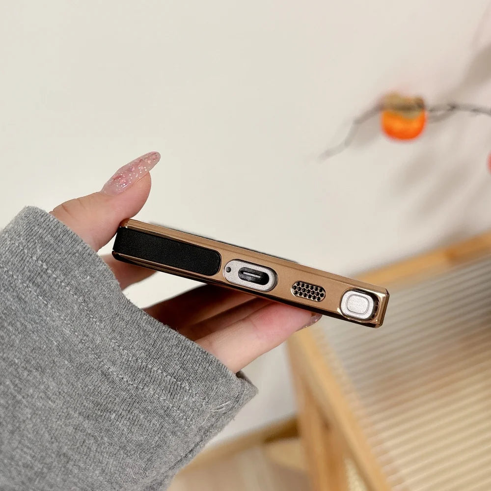 Plating matte leather magnetic wireless charging shockproof bumper case samsung - product image