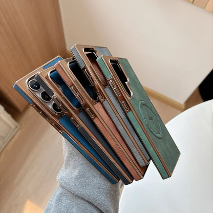 Plating matte leather magnetic wireless charging shockproof bumper case samsung - product image
