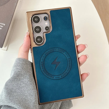 Plating matte leather magnetic wireless charging shockproof bumper case samsung - product image