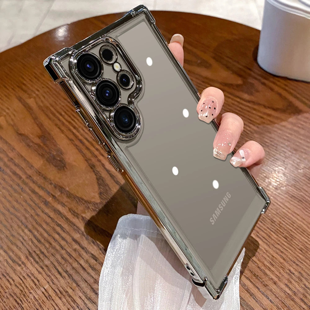 Plating transparent glass camera protection shockproof case samsung - product image