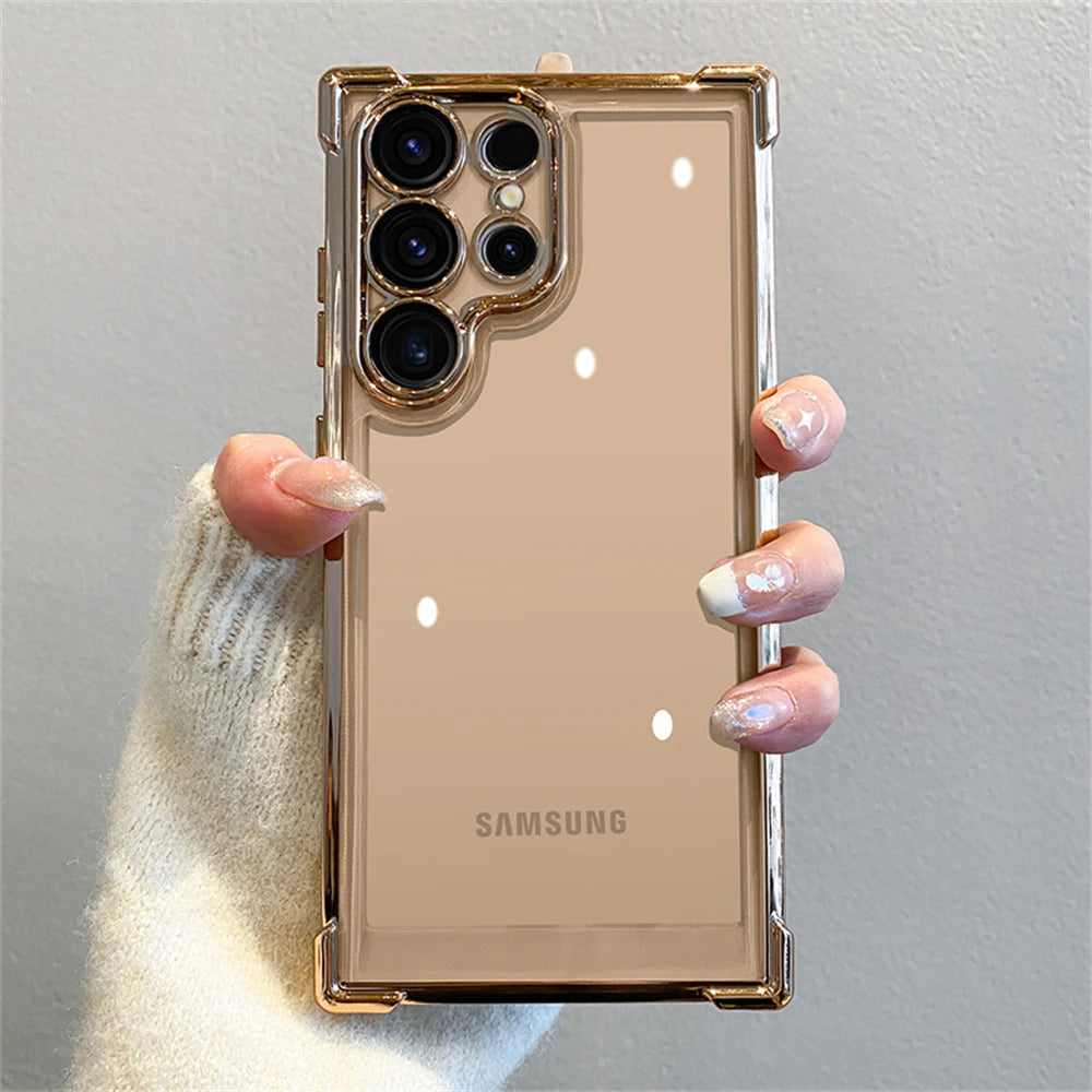 Plating transparent glass camera protection shockproof case samsung - product image