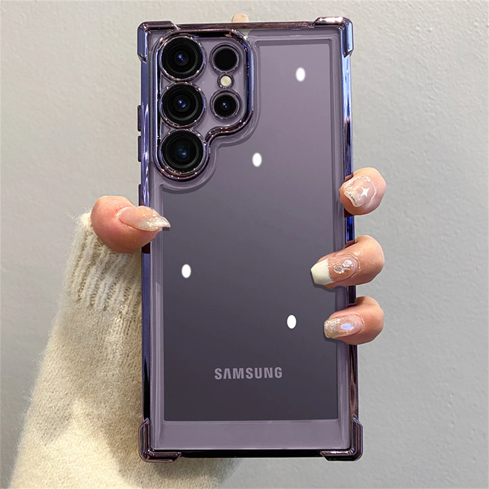 Plating transparent glass camera protection shockproof case samsung - product image