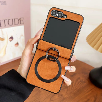 Ring stand holder leather magnetic case - product image