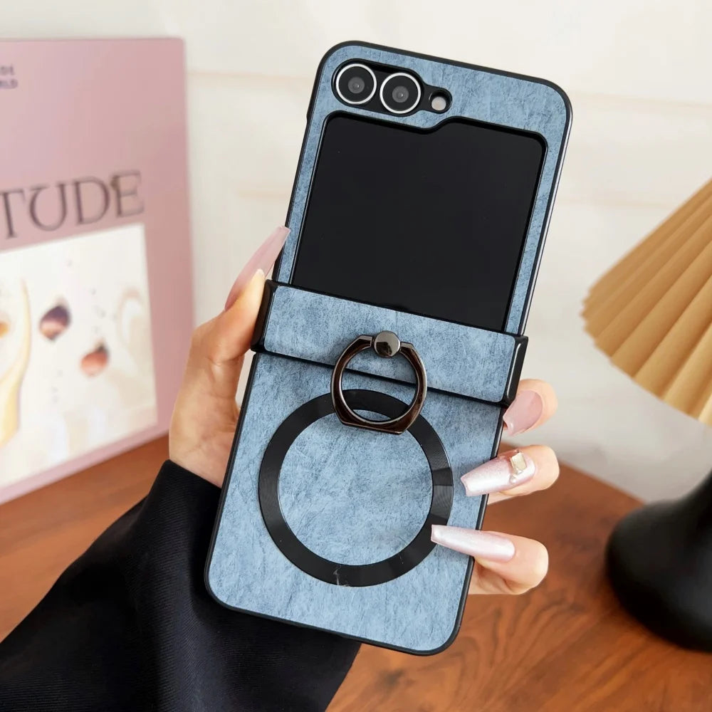 Ring stand holder leather magnetic case - product image