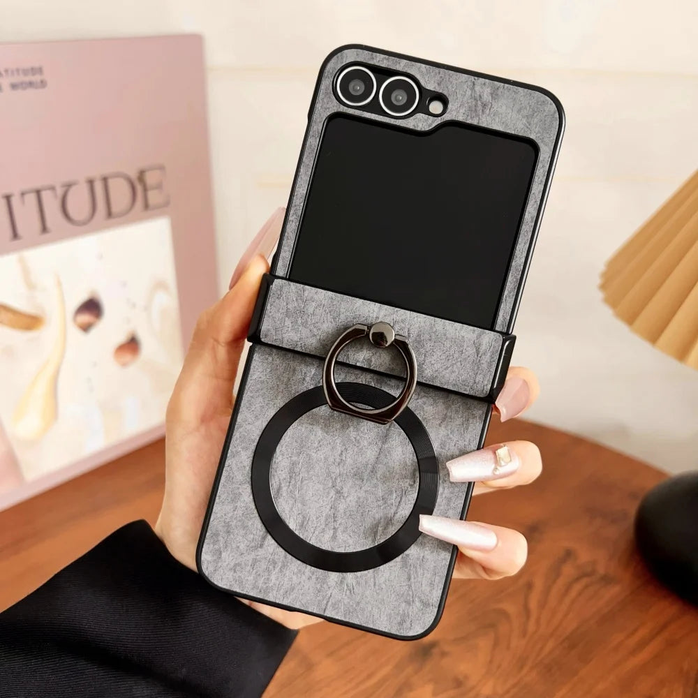 Ring stand holder leather magnetic case - product image