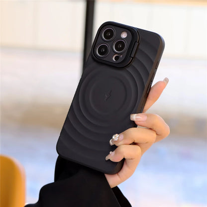 Ripple pattern magnetic lens stand camera protection case - product image
