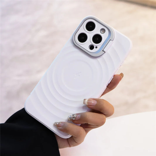 Ripple pattern magnetic lens stand camera protection case - product image