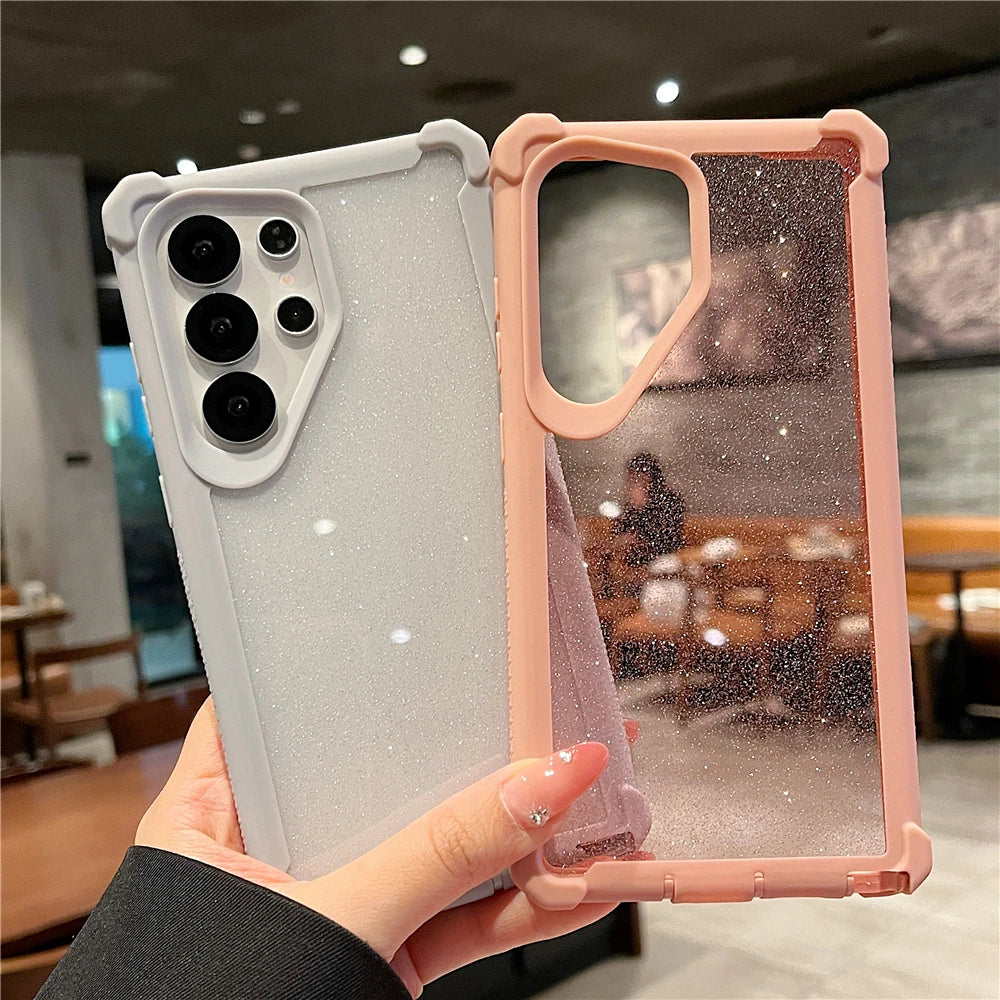 Shockproof bling glitter transparent silicone case samsung - product image